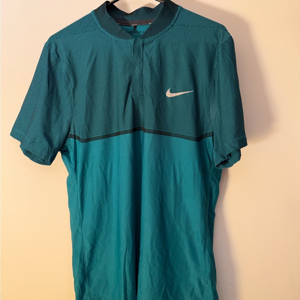 Nike Teal Two-Tone Short Sleeve Performance Polo
